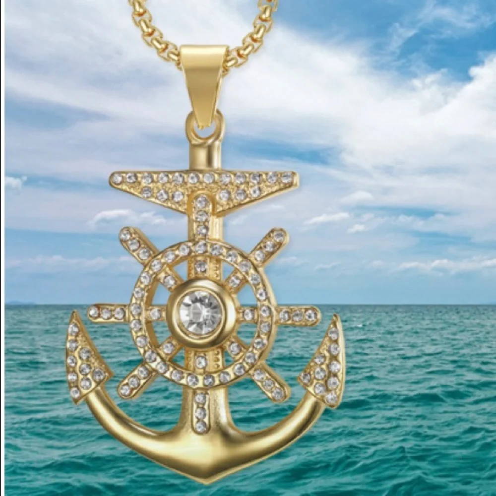 18k Gold Plated Nautical Anchor 24 inch chain - Picture 5 of 5